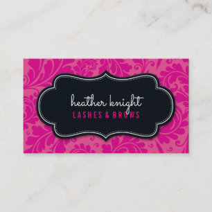 STYLISH BEAUTY classy flourish black magenta pink Business Card