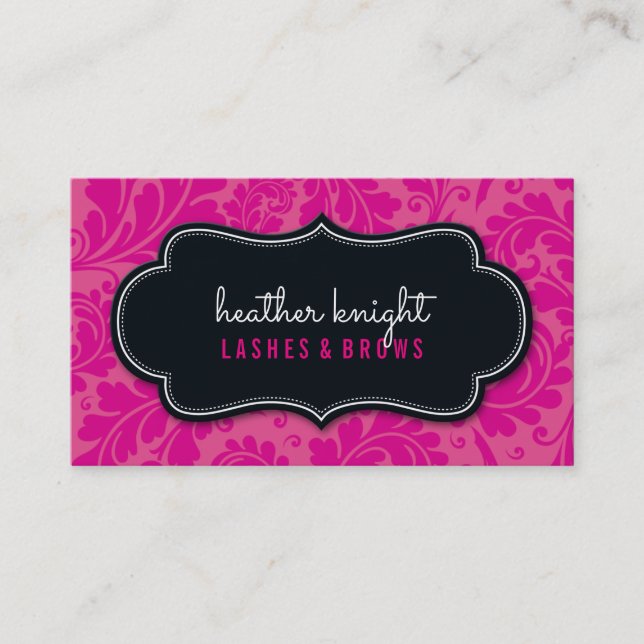 STYLISH BEAUTY classy flourish black magenta pink Business Card (Front)