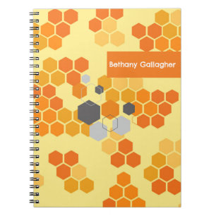 Stylish Bee Geometric Hexagons Personalised Notebook
