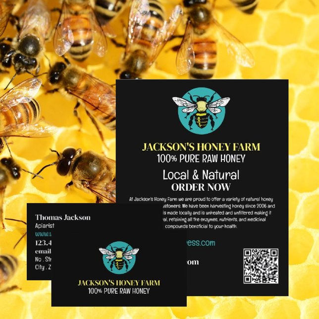 Stylish Bee Logo - Beekeeper, Honey Farmer Business Card (Creator Uploaded)