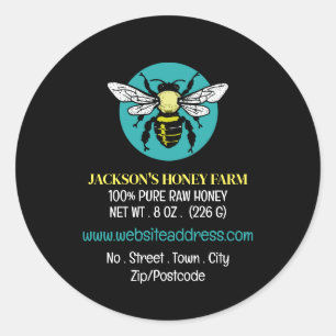 Stylish Bee Logo Beeyard, Honey Farm Product Label