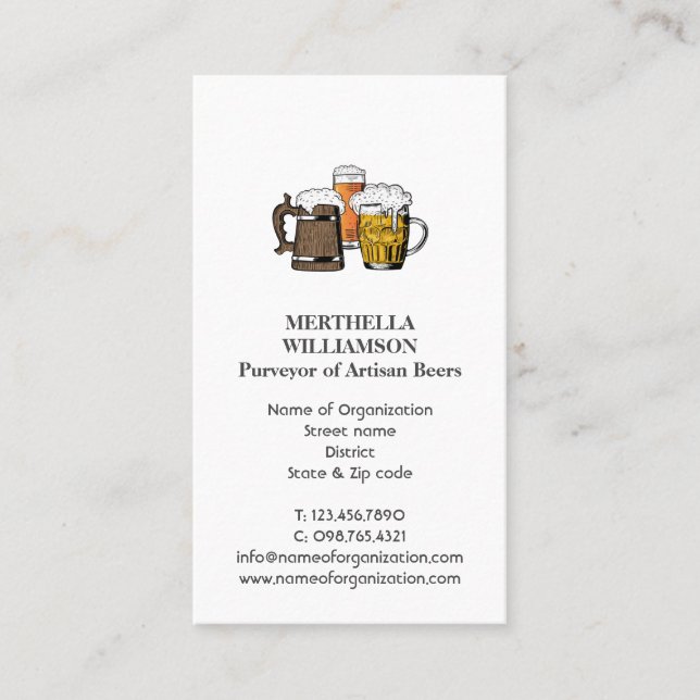 Stylish | BEERS Brewery | Photo Logo Business Card (Front)