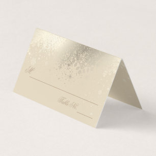 Stylish Beige and Gold Snowflakes  Place Cards