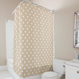 Stylish Beige and White Polka Dots Shower Curtain
