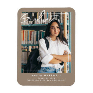 Stylish Beige Graduation Announcement Magnet