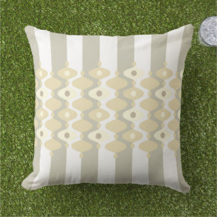 Stylish Beige Grey Pearls and stripes Pattern Cushion