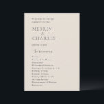 Stylish Beige Modern Wedding Programme<br><div class="desc">Modern wedding program featuring a simple yet elegant design.</div>
