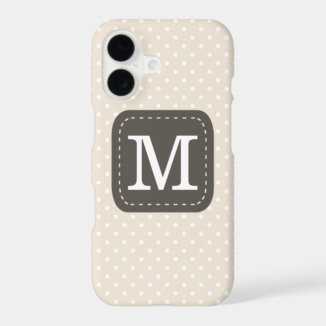 Stylish Beige Polka Dot Pattern Custom Monogram (Back)