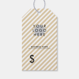 Stylish Beige White Your Logo Hole Price Tag