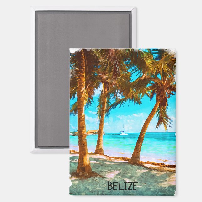Stylish Belise Tropical Beach Watercolor Magnet (Front/Back)