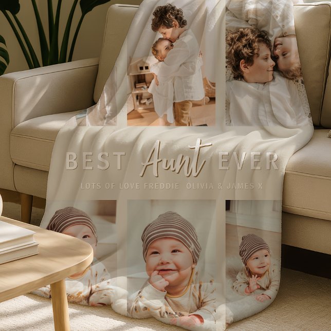 Stylish Best Aunt Ever 6 Photo  Fleece Blanket (Creator Uploaded)
