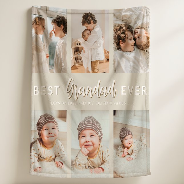 Stylish Best Grandad Ever 6 Photo  Fleece Blanket (Creator Uploaded)