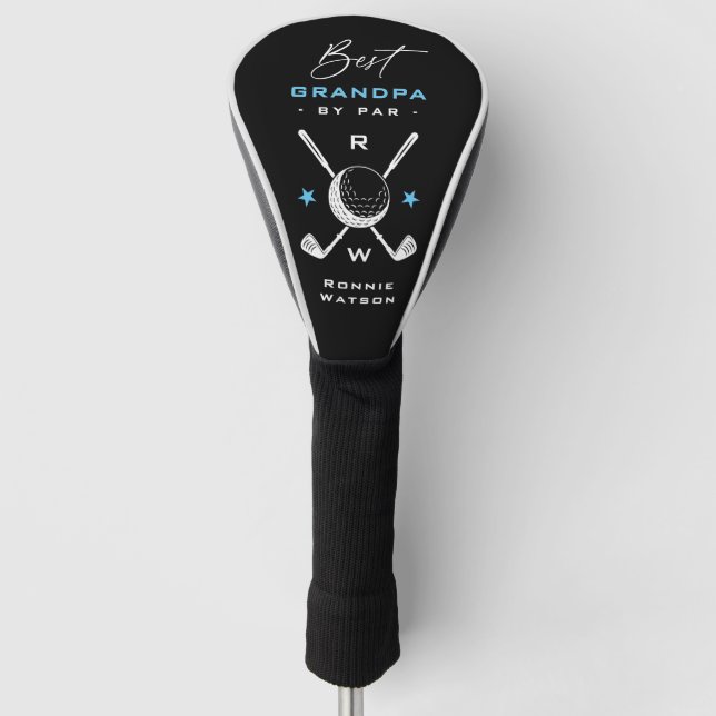 Stylish 'Best Grandpa by Par' Monogram Golf Head Cover (Front)