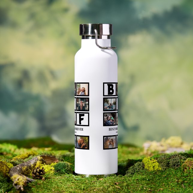 Stylish BFF Best Friends Forever 9 Photo Collage Water Bottle (Outdoor)