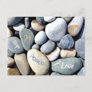 Stylish Biblical Values Colourful Pebble Stones Postcard