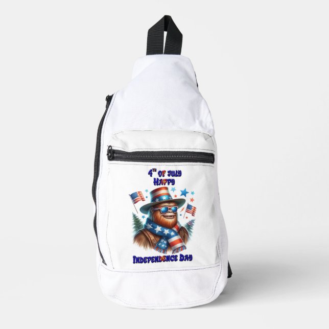Stylish Bigfoot Rocking American Independence Day Sling Bag (Front)