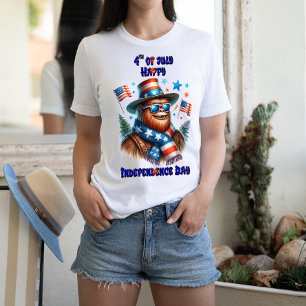 Stylish Bigfoot Rocking American Independence Day T-Shirt