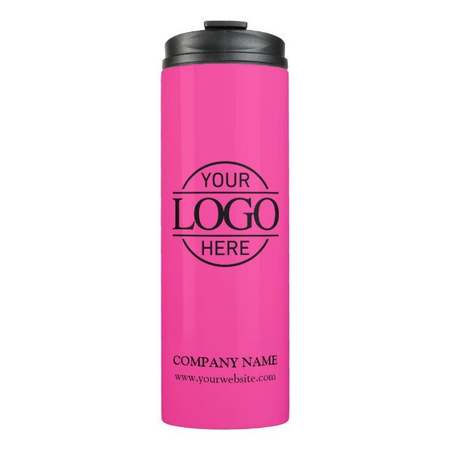 Stylish Bight Pink Branded Company Business Logo Thermal Tumbler (Front)