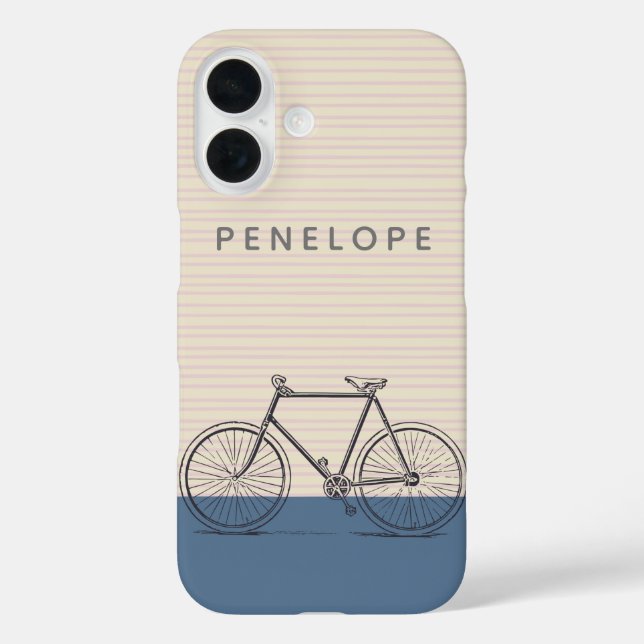 Stylish Bike Drawing Blush and Blue Personalised Case-Mate iPhone Case (Back)