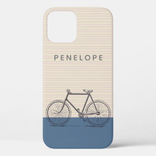 Stylish Bike Drawing Blush and Blue Personalised Case-Mate iPhone Case