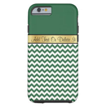 Stylish Billiard Green and White Chevron Monogram