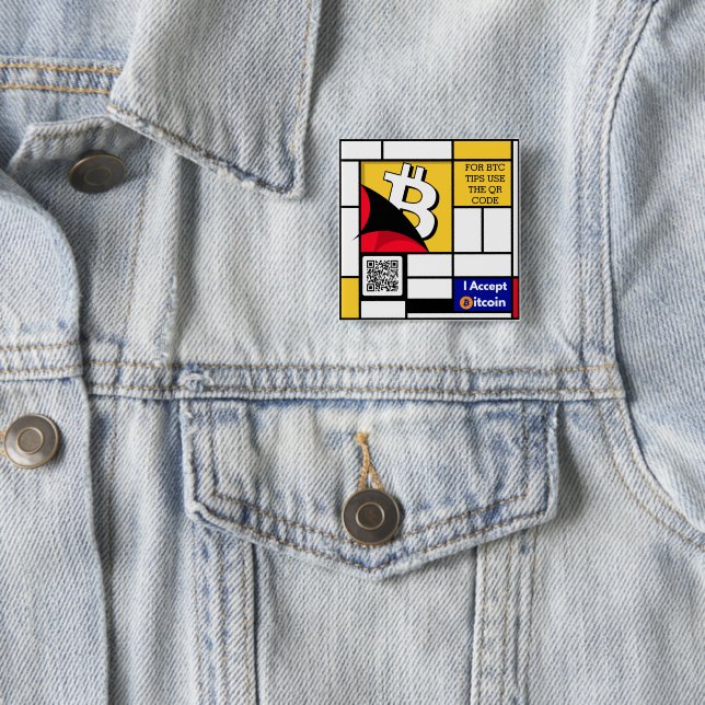 Stylish Bitcoin - Btc crypto  15 Cm Square Badge (In Situ)