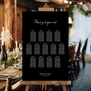 Stylish Black 13 Table Wedding Seating Chart