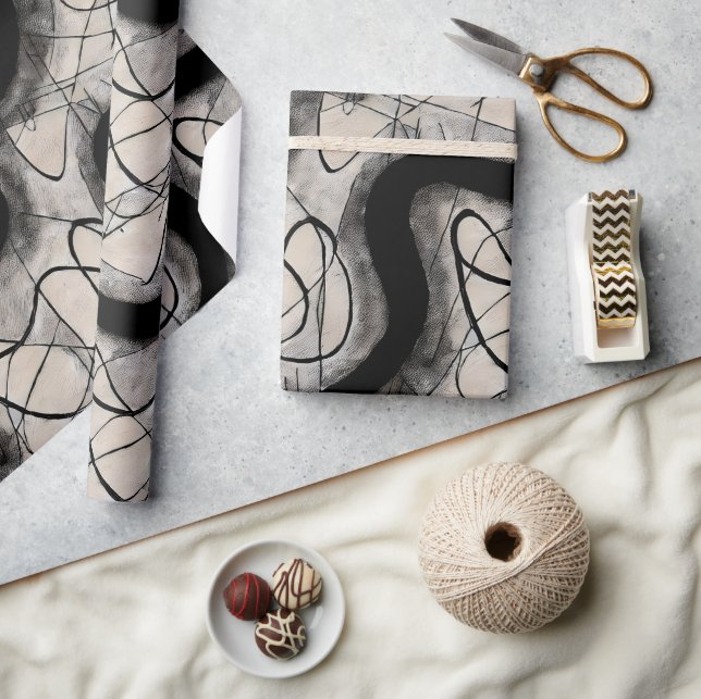 stylish black abstract modern wrapping paper (Crafts)