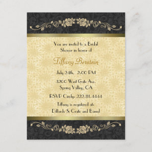 Stylish Black and Gold Bridal Shower Invitation