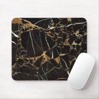 Stylish Black and Gold Marble Mouse Pad