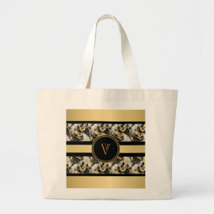 Stylish Black and Gold Marble Tote Bag