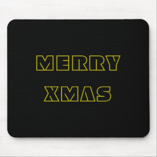 Stylish Black And Gold Merry Xmas Script Christmas Mouse Mat