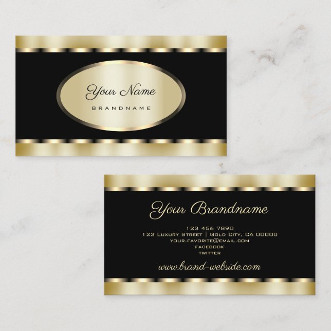 Stylish Black and Gold Shimmer Effect Professional Business Card (Front/Back)