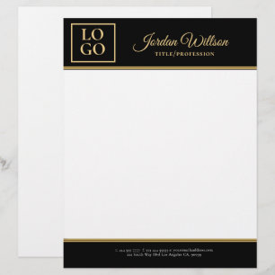 Stylish Black And Golden Background Custom Letterhead