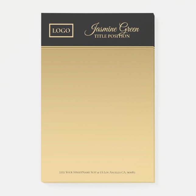 Stylish Black And Golden Post-it Notes (Front)