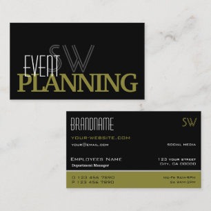 Stylish Black and Mustard Simple with Monogram Business Card