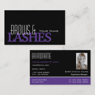 Stylish Black and Purple Simple Photo Professional Business Card