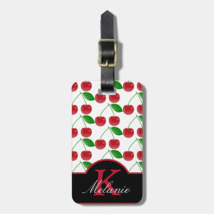 Stylish Black and Red Cherries Personalised Luggage Tag