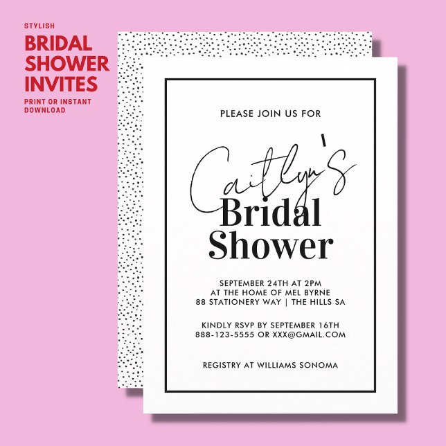 Stylish Black and White Bridal Shower Invitation (Creator Uploaded)