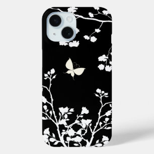 Stylish Black and White Butterfly in the Wild iPhone 15 Case