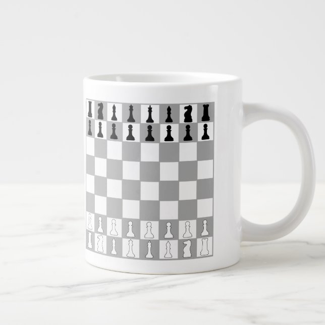 STYLISH BLACK AND WHITE CHESS SET LARGE COFFEE MUG (Right)