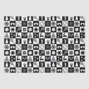 Stylish black and white Christmas tennis  Tissue Paper
