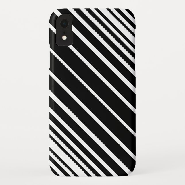 Stylish black and white diagonal stripes pattern Case-Mate iPhone case (Back)