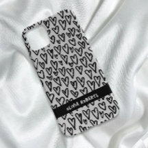 Stylish Black and White Hearts Pattern Personalise