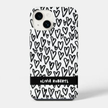 Stylish Black and White Hearts Pattern Personalise