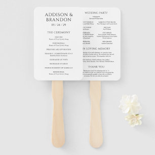Stylish Black and White Modern Wedding Program Hand Fan