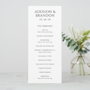 Stylish Black and White Modern Wedding Programme