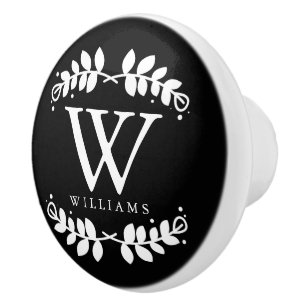 Stylish Black and White Monogram Ceramic Knob
