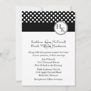 Stylish Black and White Monogram Wedding Invitation