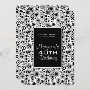 Stylish Black and White paisley style Birthday Invitation